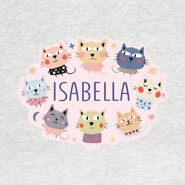 Isabella name with cartoon cats by WildMeART